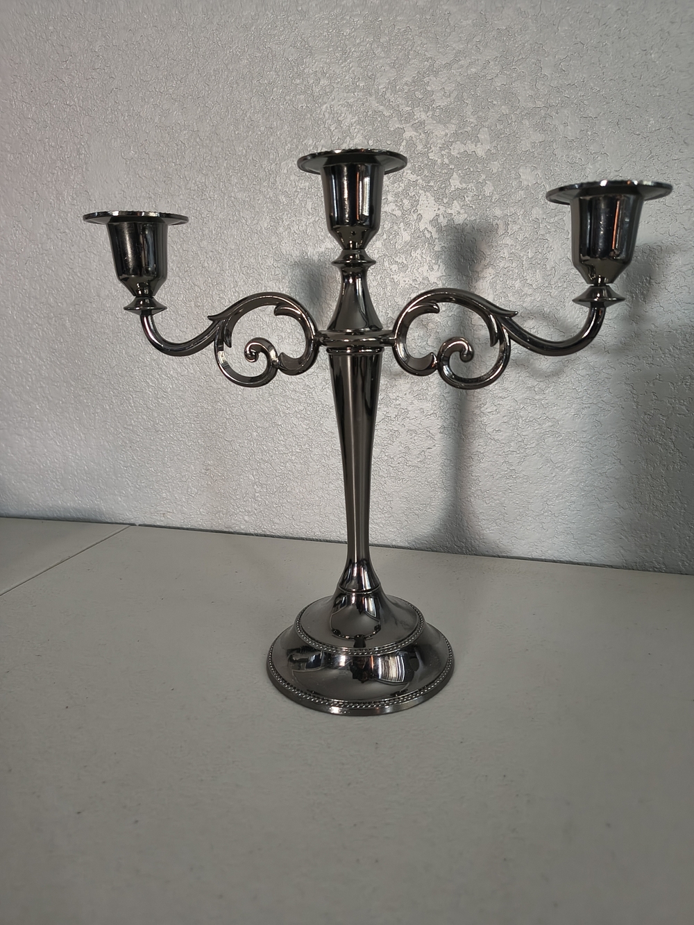 Halloween Vintage Style Silvertone Candelabra Decor Gothic Witchy